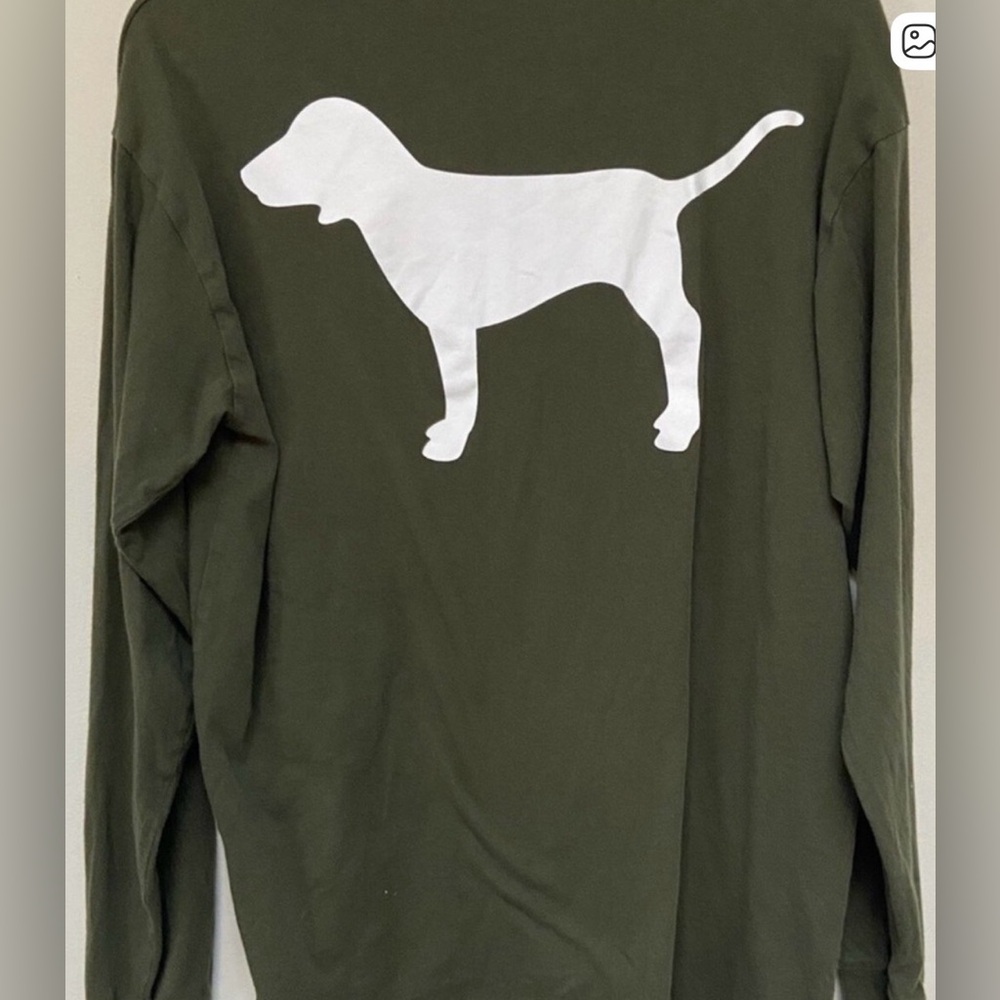 PINK Victoria's Secret Dark Green Long Sleeve Top